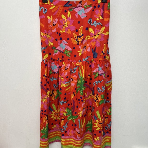 Maison Amelie Front Tie Blouse, Maxi Skirt Set, Linen Rayon Blend, Colorful, S/M - Picture 7 of 16